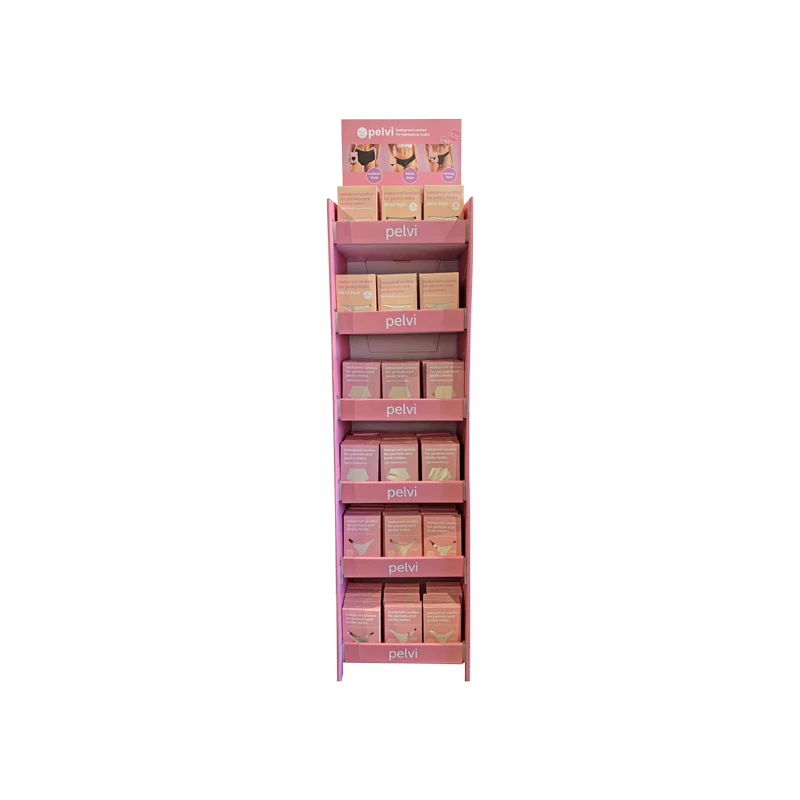 Pelvi Underwear Leakproof Mixed (Styles & Sizes) Beige Floor Stand (contains: 68 units - 24 Bikini, 24 Full Brief & 20 x G-string)